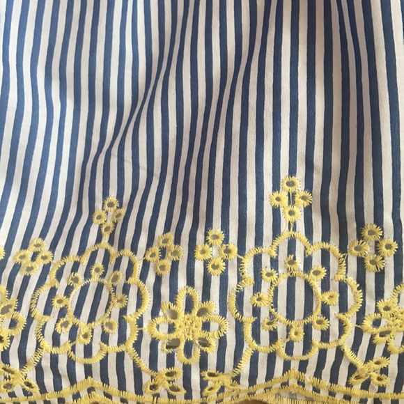 NWT PENELOPE MACK Girls Size 6 Blue & White Striped Dress With Yellow Trim - Picture 2 of 11